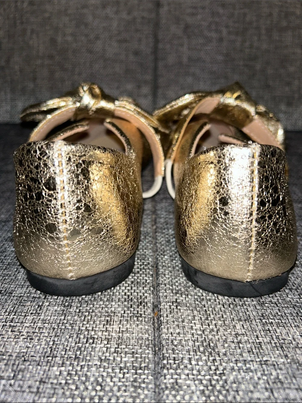 Gold Metallic Knot Strap Flats